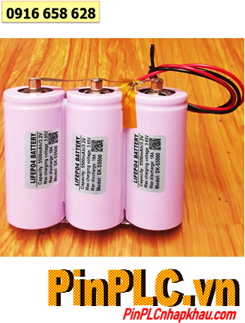 Bộ pin sạc 3.2v LifeP04 32650-16500mAh, Pin sạc Lithium sắt LifeP04 32650 3.2v 16500mAh, Discharge 18A (Bộ 3 pin kết với nhau)